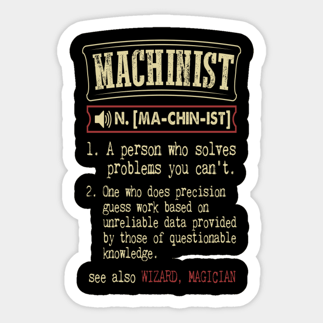 Machinist Funny Dictionary Term Sticker by CruseClay